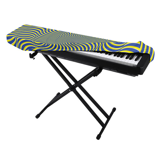 Blue And Yellow Illusory Motion Print Piano Keyboard Cover