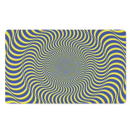 Blue And Yellow Illusory Motion Print Polyester Doormat