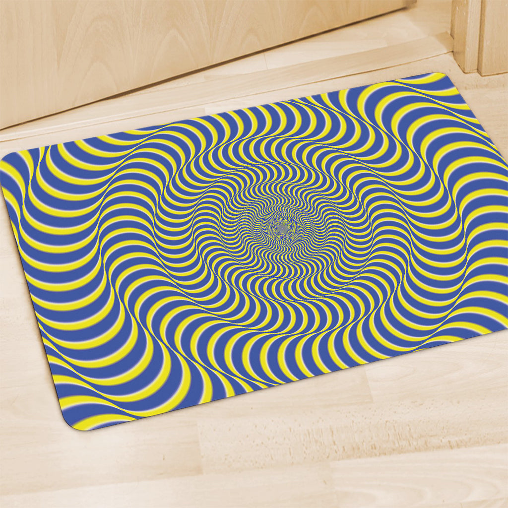 Blue And Yellow Illusory Motion Print Polyester Doormat
