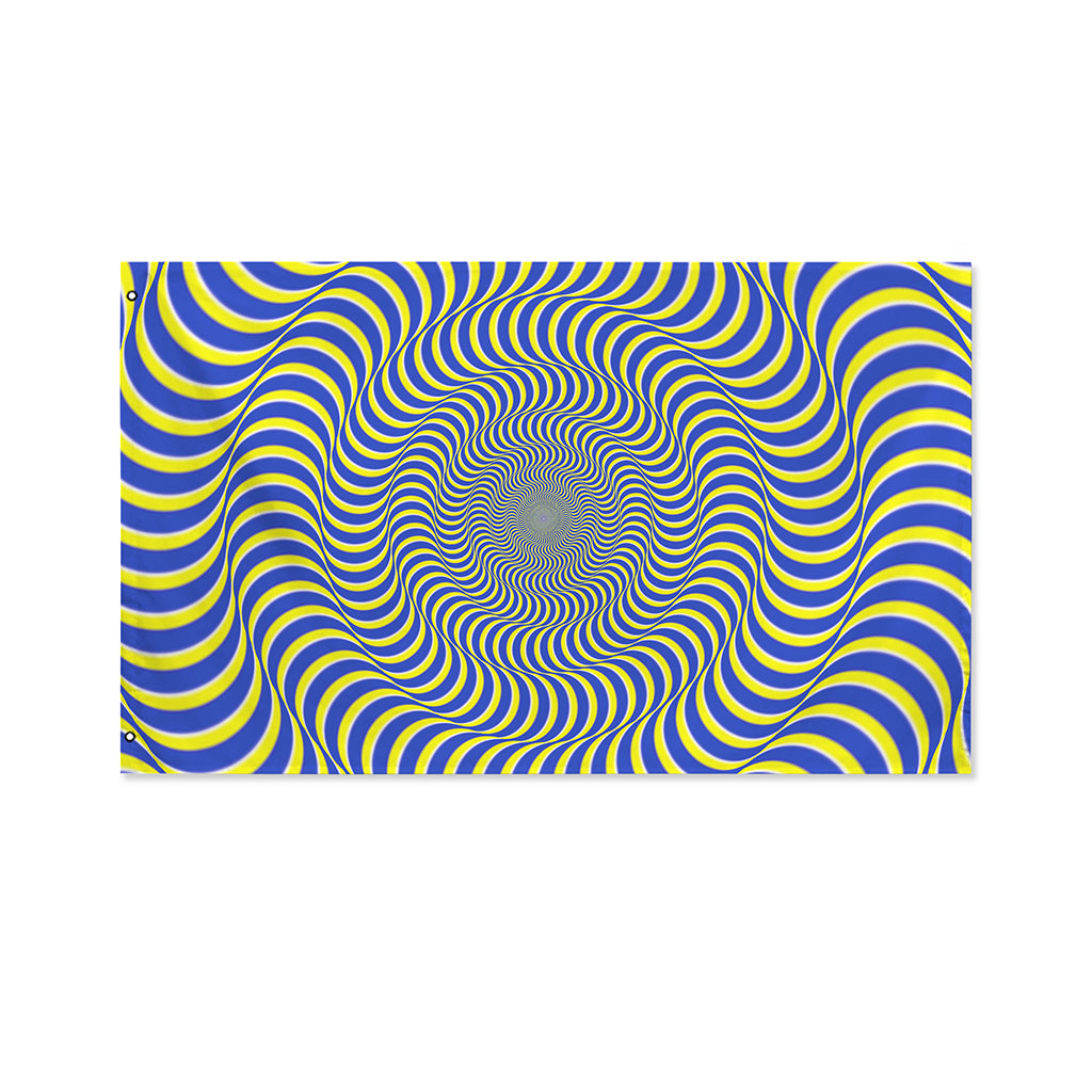 Blue And Yellow Illusory Motion Print Polyester Flag