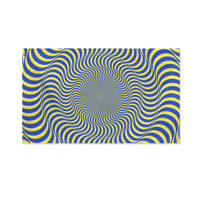 Blue And Yellow Illusory Motion Print Polyester Flag