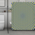 Blue And Yellow Illusory Motion Print Polyester Shower Curtain