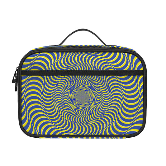 Blue And Yellow Illusory Motion Print Portable Lunch Bag