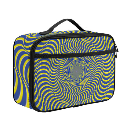 Blue And Yellow Illusory Motion Print Portable Lunch Bag