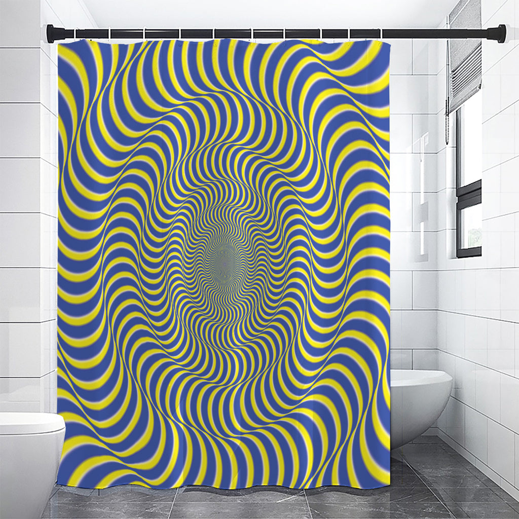Blue And Yellow Illusory Motion Print Premium Shower Curtain