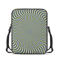 Blue And Yellow Illusory Motion Print Rectangular Crossbody Bag