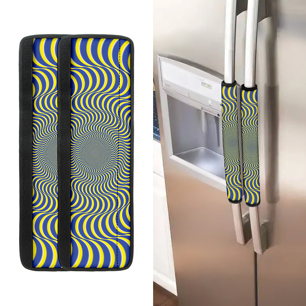 Blue And Yellow Illusory Motion Print Refrigerator Handle Covers