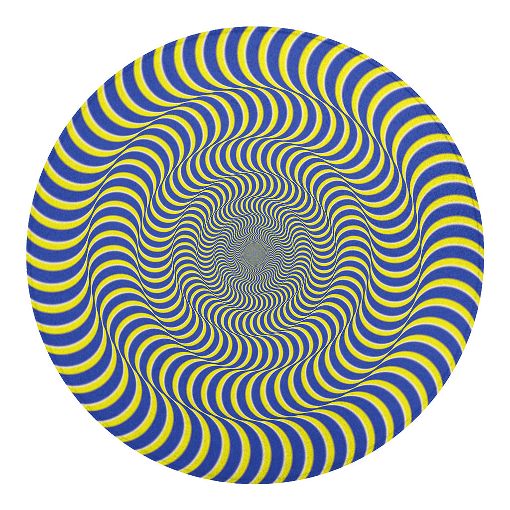 Blue And Yellow Illusory Motion Print Round Blanket