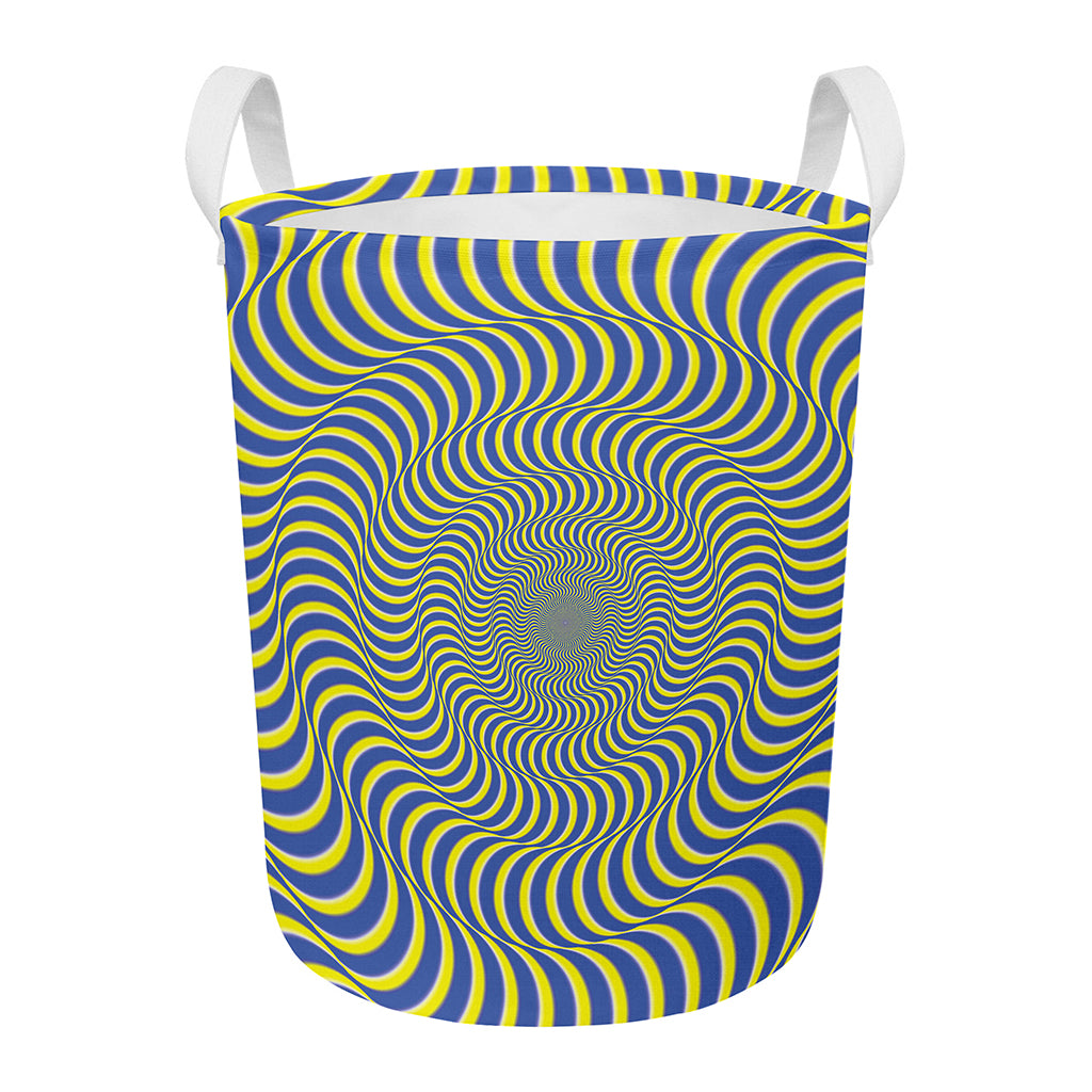 Blue And Yellow Illusory Motion Print Round Laundry Basket