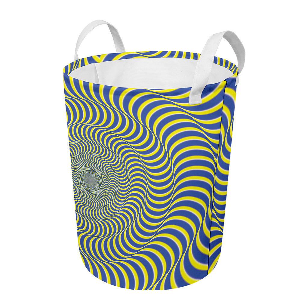Blue And Yellow Illusory Motion Print Round Laundry Basket