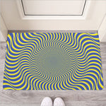 Blue And Yellow Illusory Motion Print Rubber Doormat