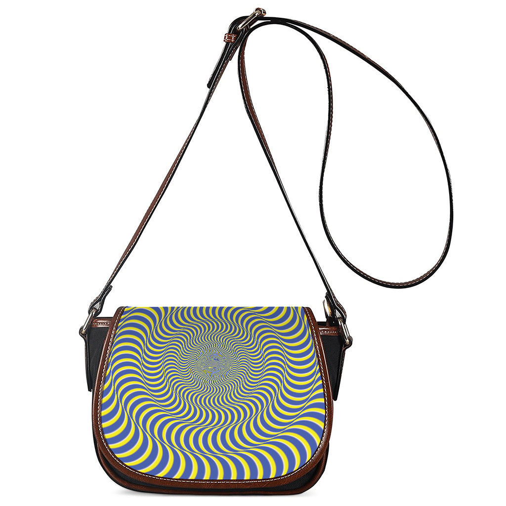 Blue And Yellow Illusory Motion Print Saddle Bag