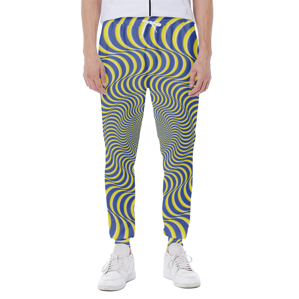 Blue And Yellow Illusory Motion Print Scuba Joggers