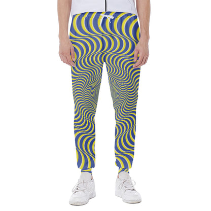 Blue And Yellow Illusory Motion Print Scuba Joggers