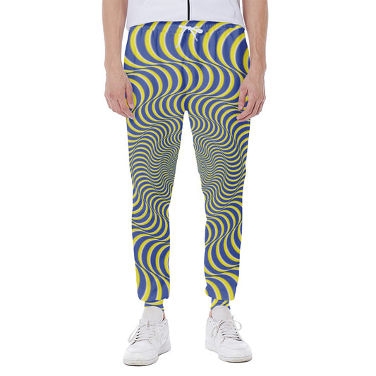 Blue And Yellow Illusory Motion Print Scuba Joggers