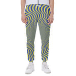 Blue And Yellow Illusory Motion Print Scuba Joggers