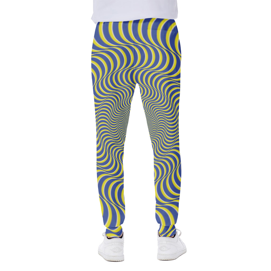 Blue And Yellow Illusory Motion Print Scuba Joggers