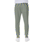 Blue And Yellow Illusory Motion Print Scuba Joggers