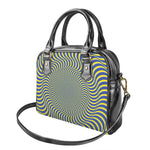 Blue And Yellow Illusory Motion Print Shoulder Handbag