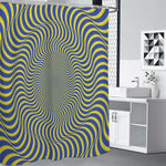 Blue And Yellow Illusory Motion Print Shower Curtain