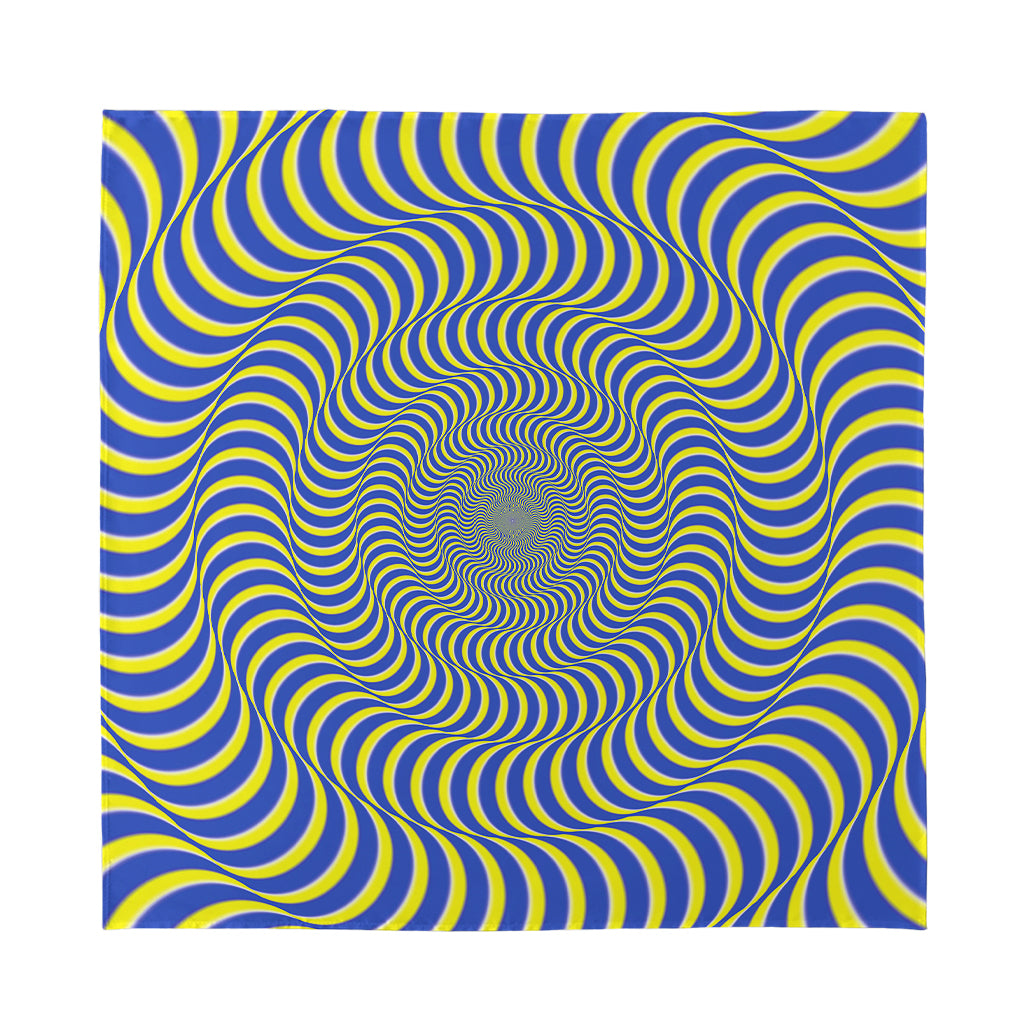 Blue And Yellow Illusory Motion Print Silk Bandana