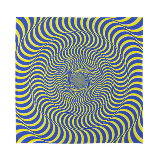 Blue And Yellow Illusory Motion Print Silk Bandana