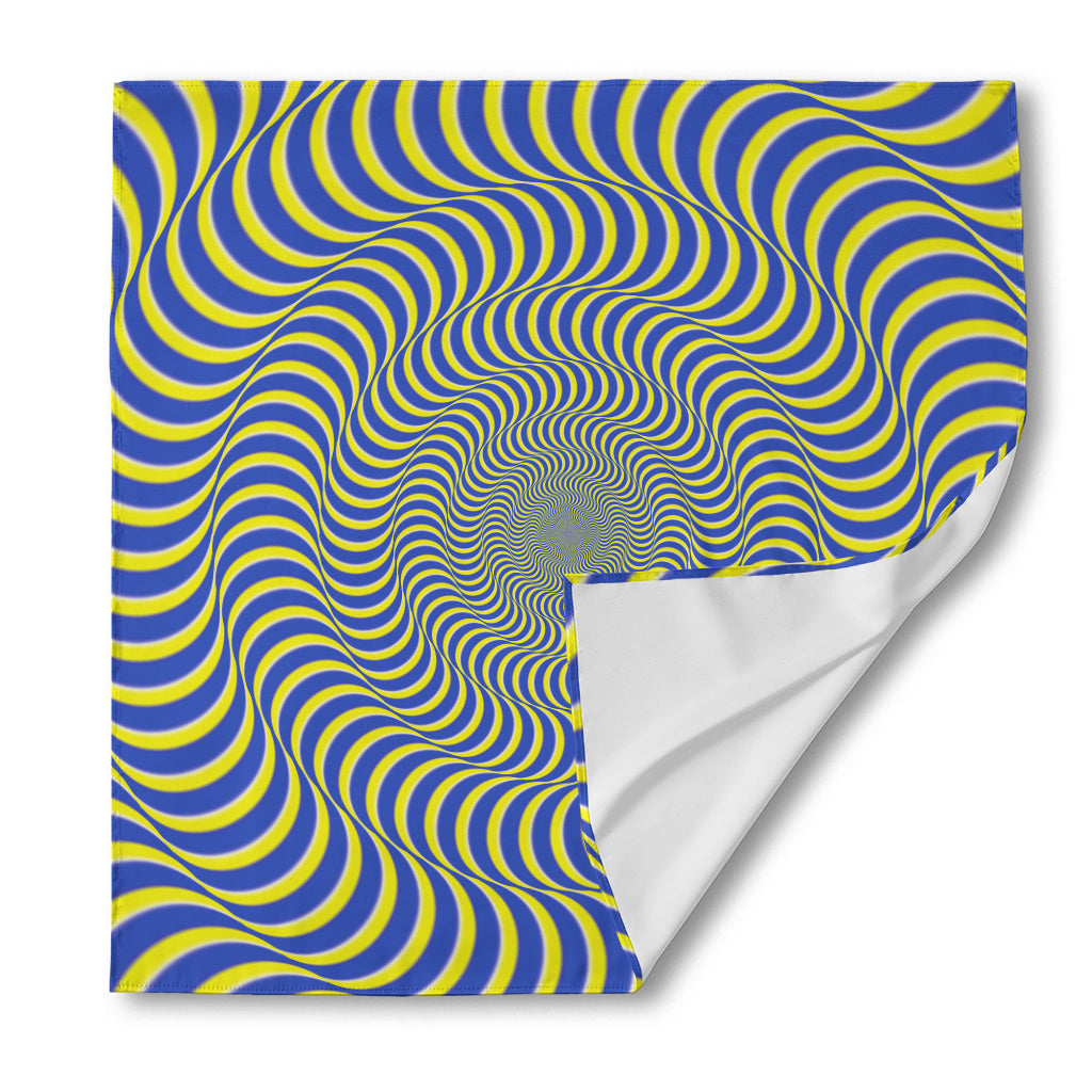 Blue And Yellow Illusory Motion Print Silk Bandana