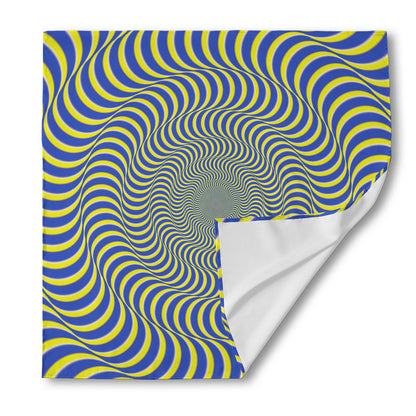 Blue And Yellow Illusory Motion Print Silk Bandana