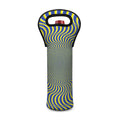 Blue And Yellow Illusory Motion Print Single Neoprene Wine Tote