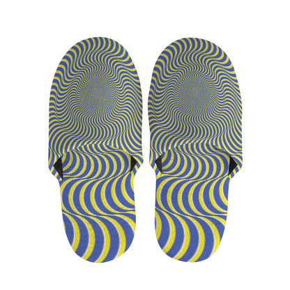 Blue And Yellow Illusory Motion Print Slippers