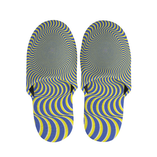 Blue And Yellow Illusory Motion Print Slippers