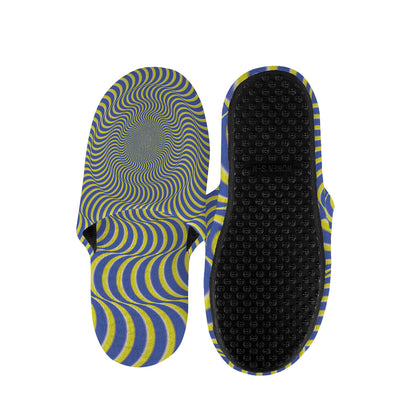 Blue And Yellow Illusory Motion Print Slippers