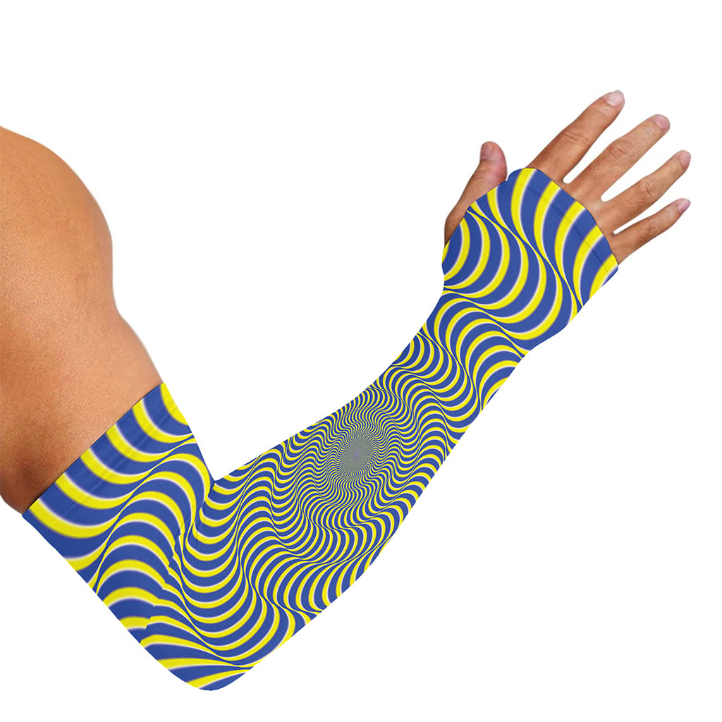 Blue And Yellow Illusory Motion Print Sun Protection Arm Sleeves