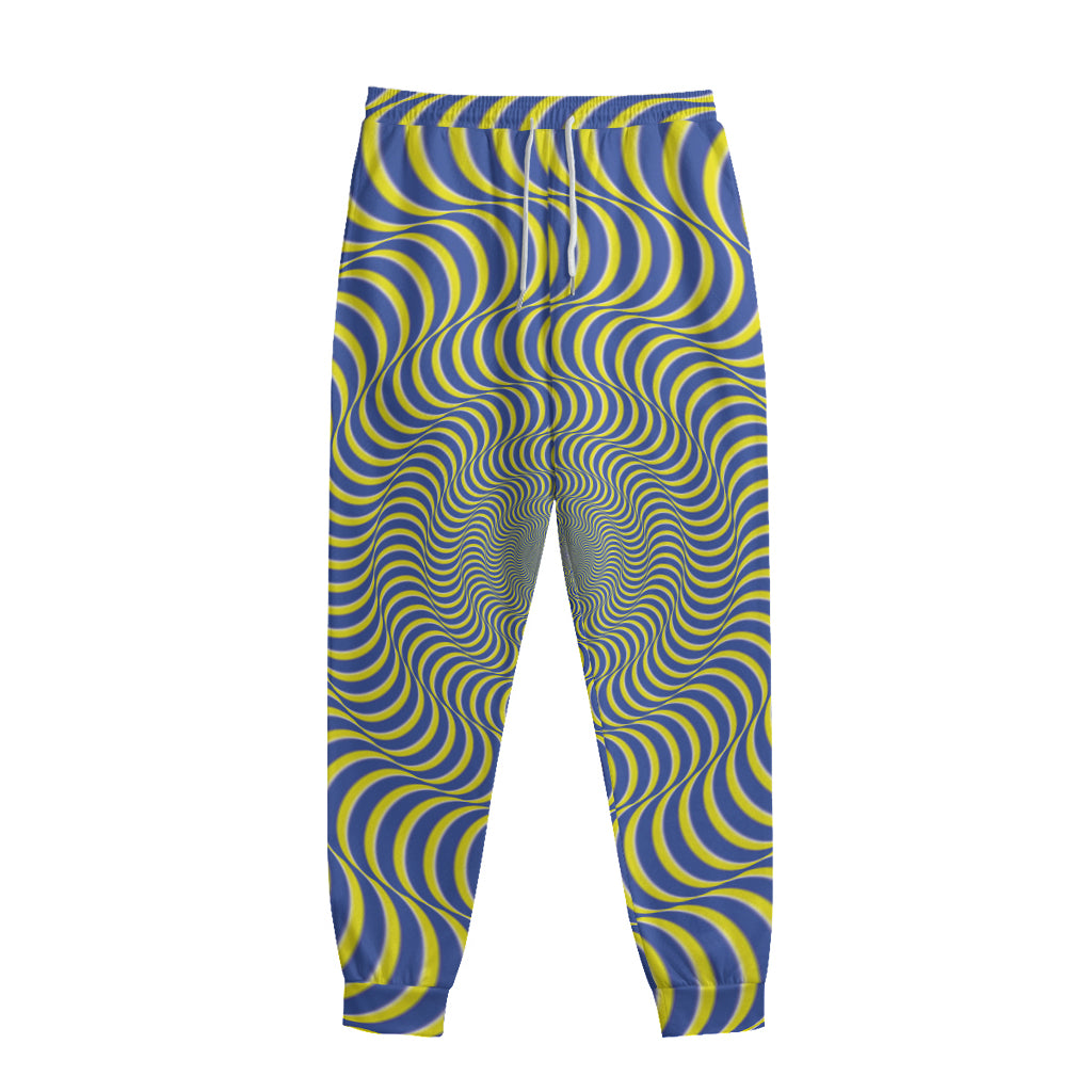 Blue And Yellow Illusory Motion Print Sweatpants