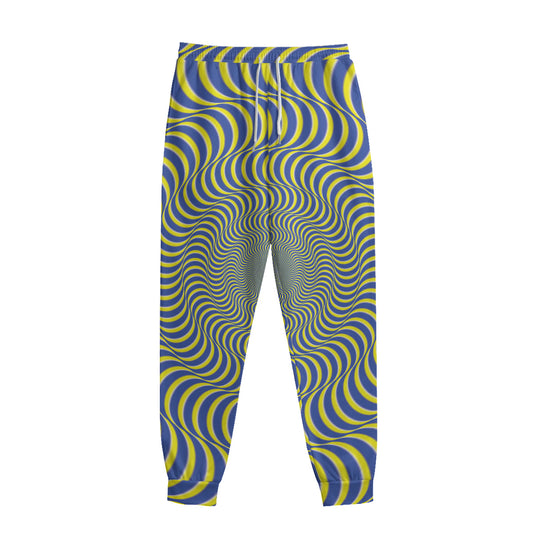 Blue And Yellow Illusory Motion Print Sweatpants