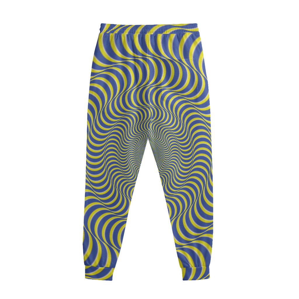 Blue And Yellow Illusory Motion Print Sweatpants