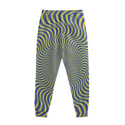 Blue And Yellow Illusory Motion Print Sweatpants