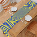 Blue And Yellow Illusory Motion Print Table Runner