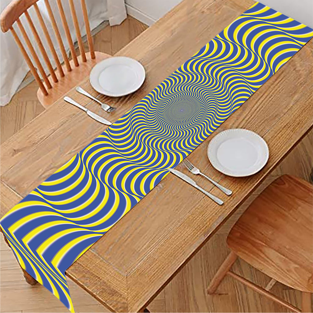 Blue And Yellow Illusory Motion Print Table Runner
