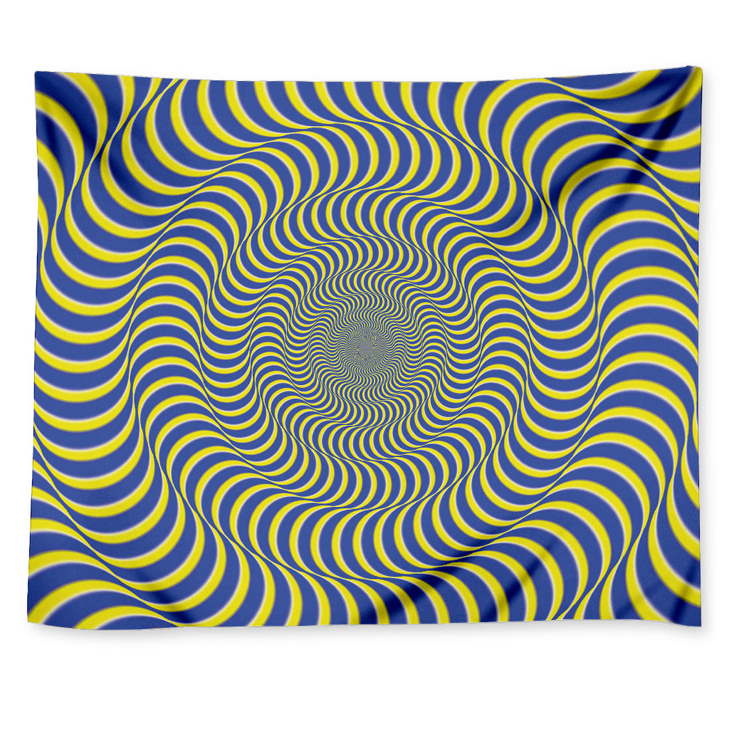 Blue And Yellow Illusory Motion Print Tapestry