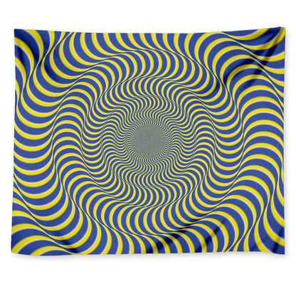 Blue And Yellow Illusory Motion Print Tapestry