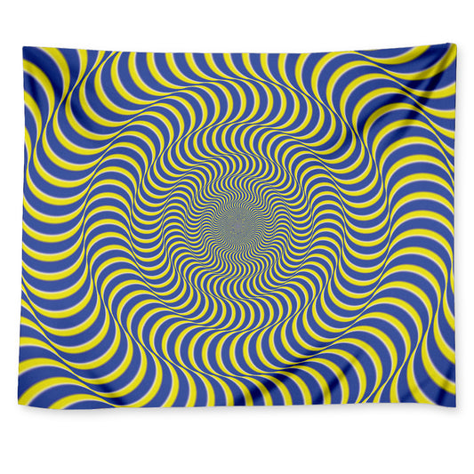 Blue And Yellow Illusory Motion Print Tapestry