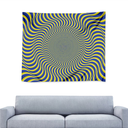 Blue And Yellow Illusory Motion Print Tapestry