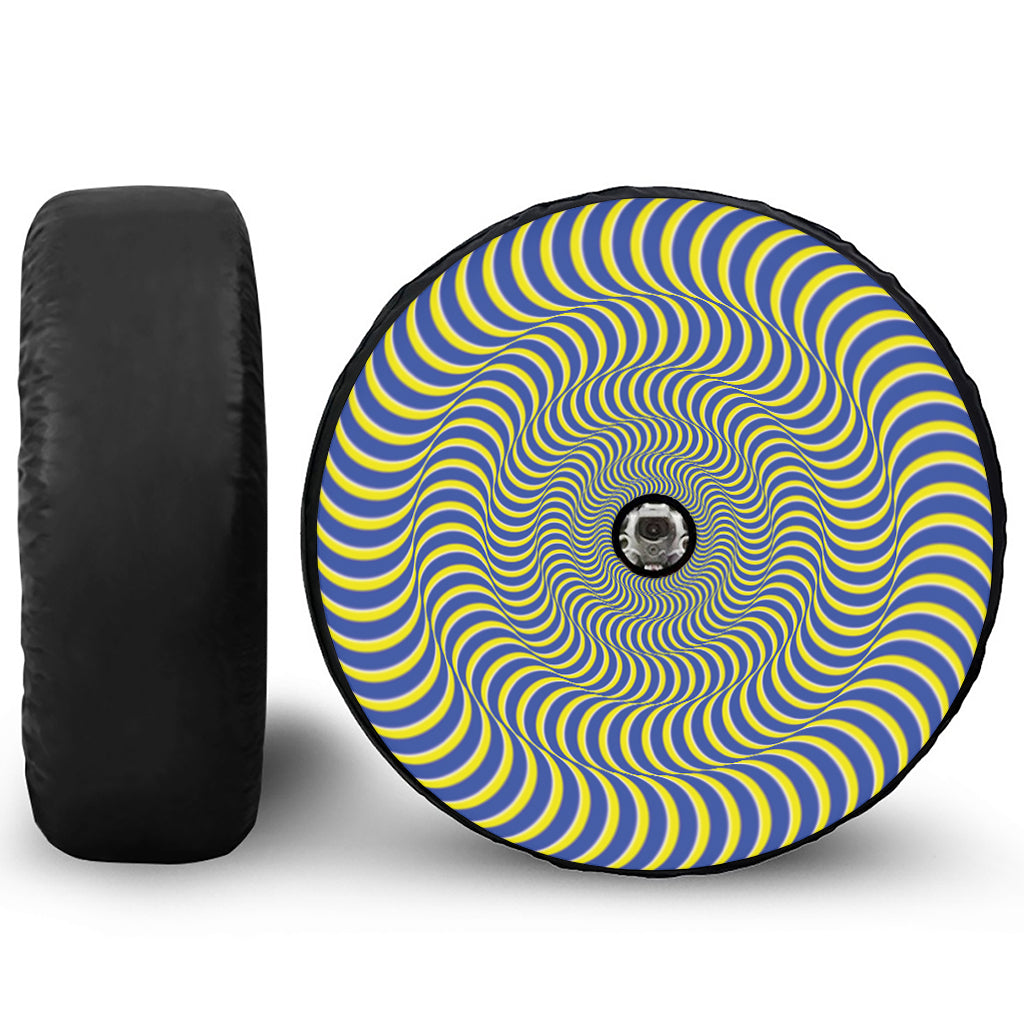 Blue And Yellow Illusory Motion Print Tire Cover With Camera Hole