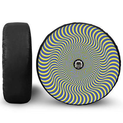 Blue And Yellow Illusory Motion Print Tire Cover With Camera Hole