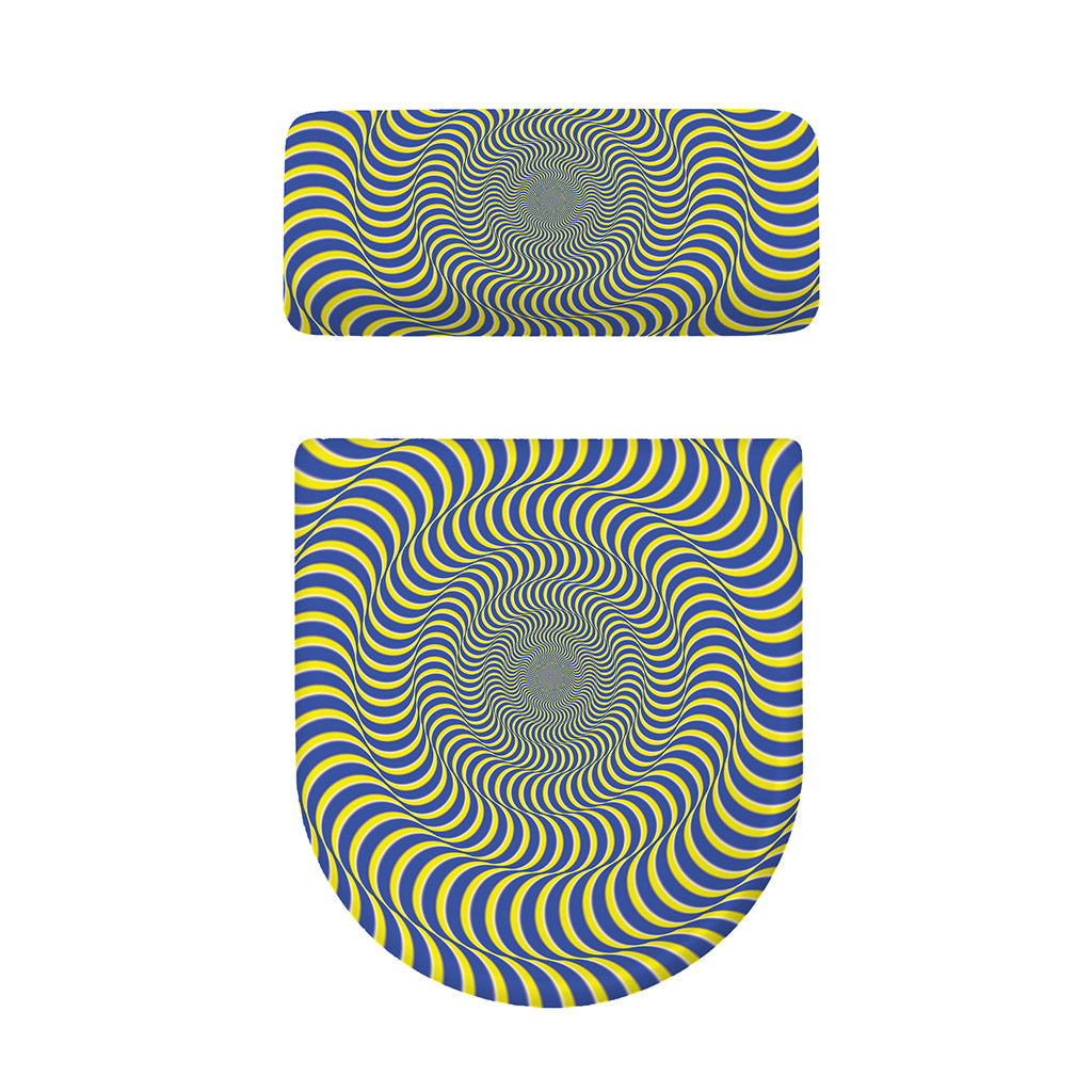 Blue And Yellow Illusory Motion Print Toilet Lid And Tank Cover Set