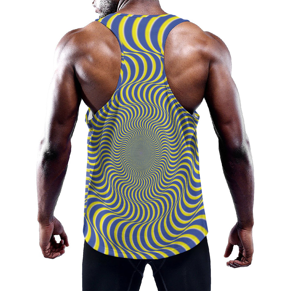 Blue And Yellow Illusory Motion Print Training Tank Top
