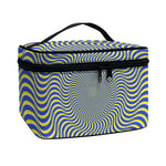 Blue And Yellow Illusory Motion Print Travel Makeup Bag