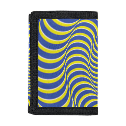 Blue And Yellow Illusory Motion Print Trifold Wallet