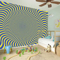 Blue And Yellow Illusory Motion Print Wall Sticker